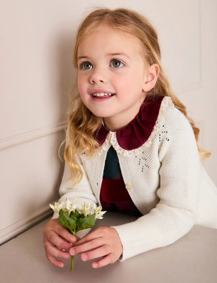 Openwork Cardigan In Cream (6mths-10yrs) KNITWEAR from Pepa London US
