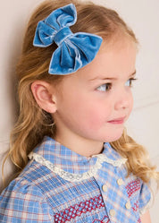 Denby Check Hand Smocked Double Breasted Short Sleeve Dress in Blue (12mths-10yrs) Dresses from Pepa London US