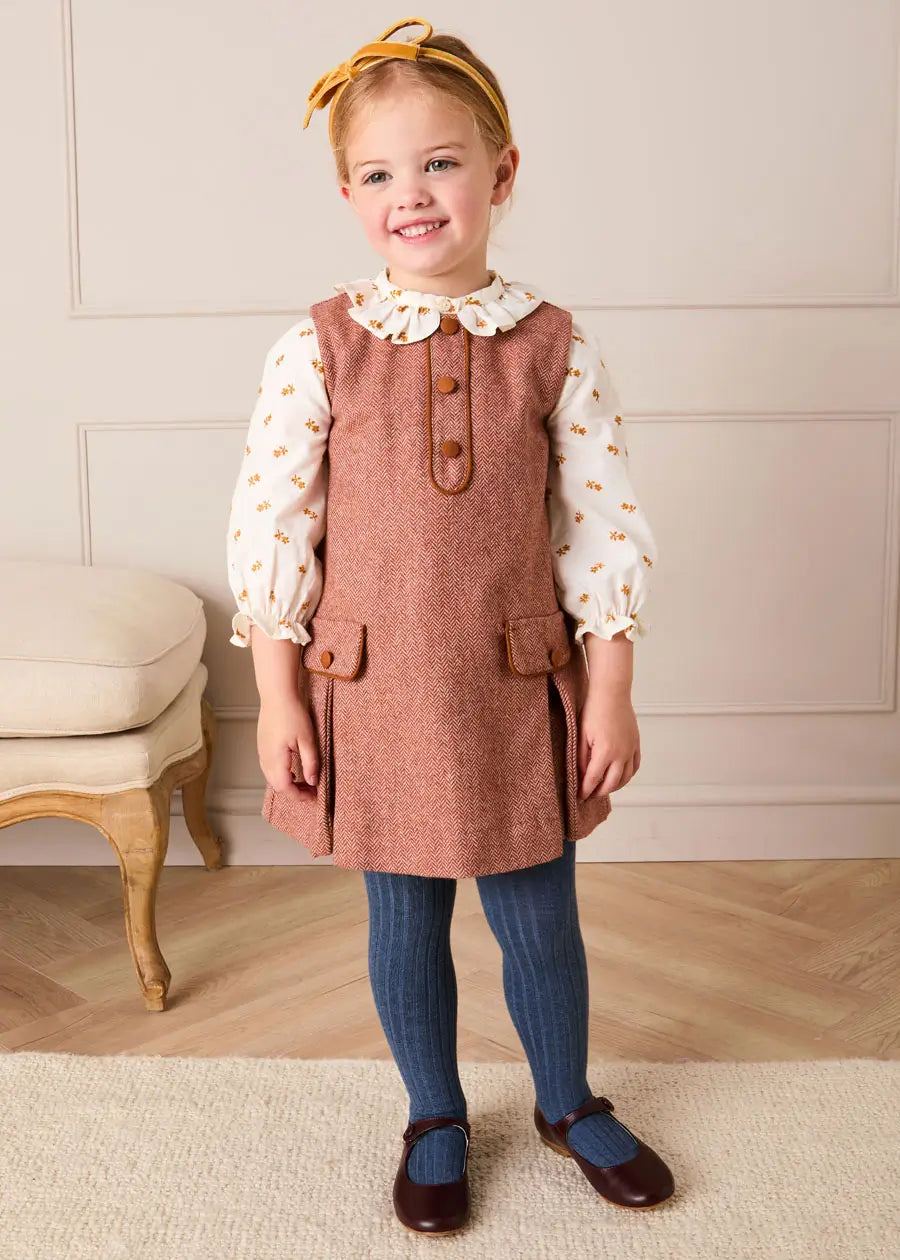 Hattie Floral Embroidered Long Sleeve Blouse in White (2-10yrs) Blouses from Pepa London US