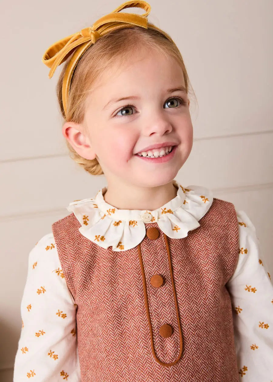 Hattie Floral Embroidered Long Sleeve Blouse in White (2-10yrs) Blouses from Pepa London US