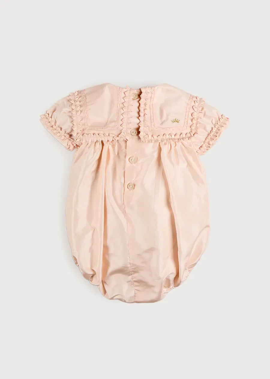 The Royal Silk Romper in Rose (6mths-3yrs) from Pepa London US
