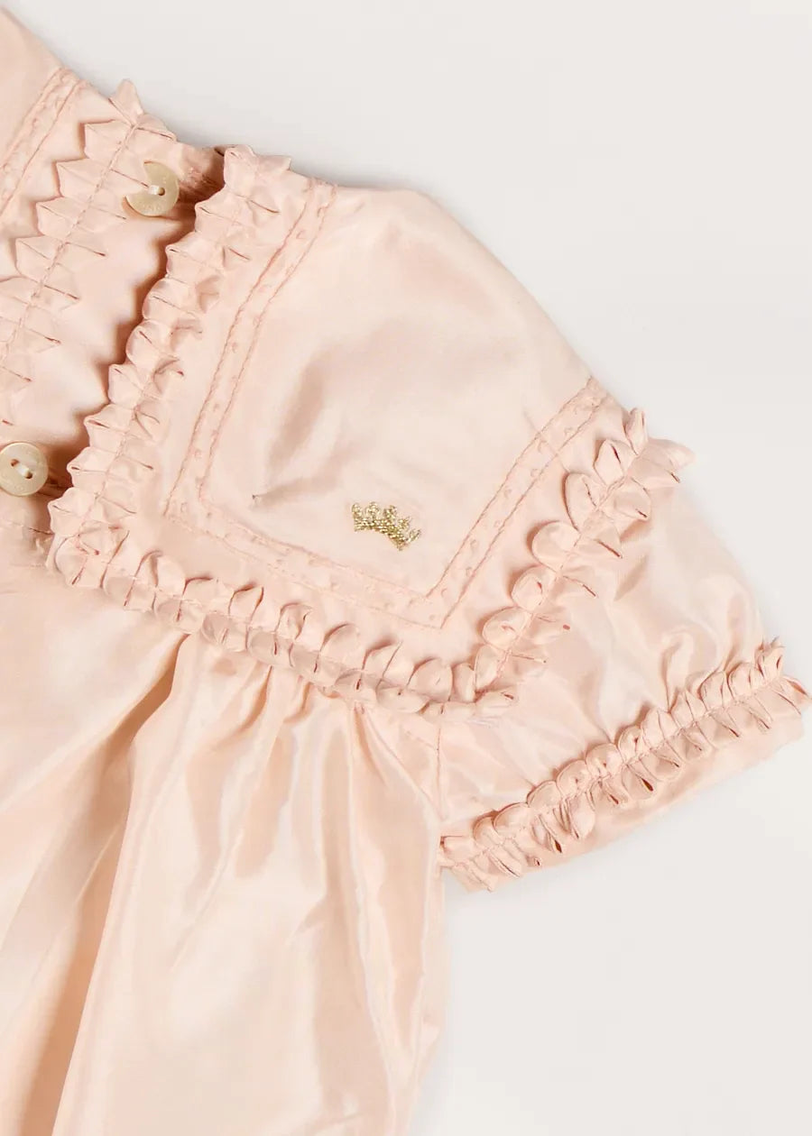 The Royal Silk Romper in Rose (6mths-3yrs) from Pepa London US