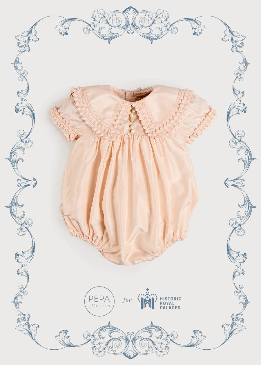 The Royal Silk Romper in Rose (6mths-3yrs) from Pepa London US