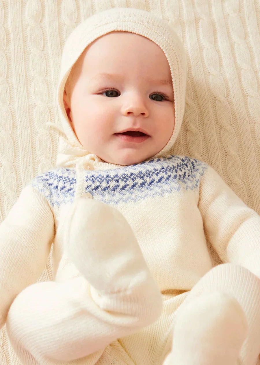 Fair Isle Knitted Set in Cream (1-9mths) Knitted Sets from Pepa London US