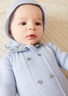 Evelyn Floral Peter Pan Collar Knitted All-In-One in Blue (1-6mths) Baby One-Pieces  from Pepa London US