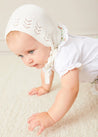 Openwork Cotton Knitted Bonnet in Cream (S-L) BONNETS from Pepa London US