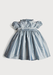Girls Silk Hand Smocked Celebration Dress in Blue (6mths-10yrs) DRESSES from Pepa London US