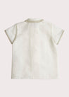 Linen Boys Celebration Shirt White with Beige Piping (4-10yrs) Shirts  from Pepa London US