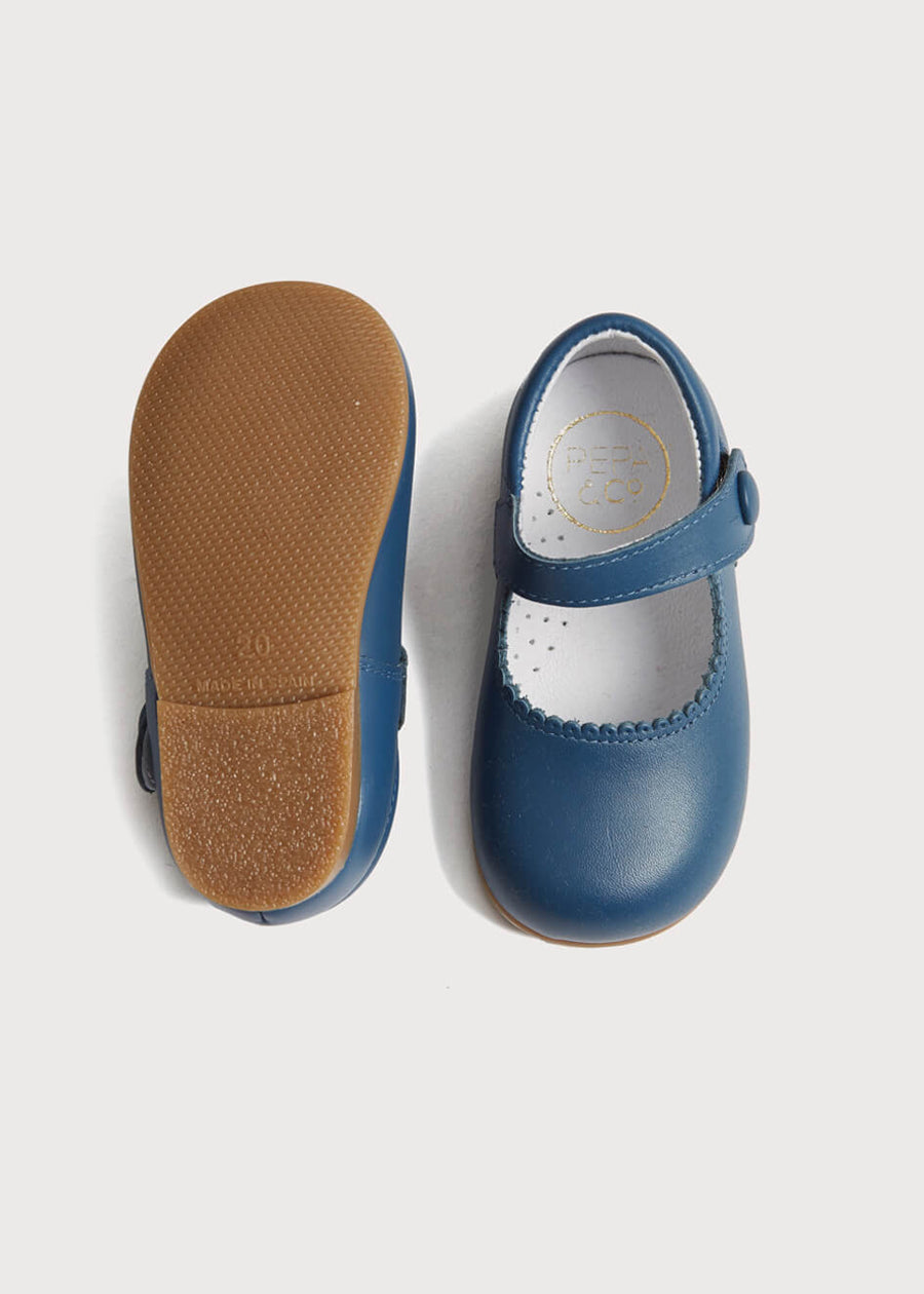 Leather Mary Jane Baby Shoes in French Blue (20-26EU) SHOES from Pepa London US