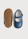 Leather Mary Jane Baby Shoes in French Blue (20-24EU) Shoes  from Pepa London US