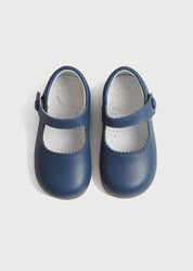 Leather Mary Jane Baby Shoes in French Blue (20-26EU) SHOES from Pepa London US