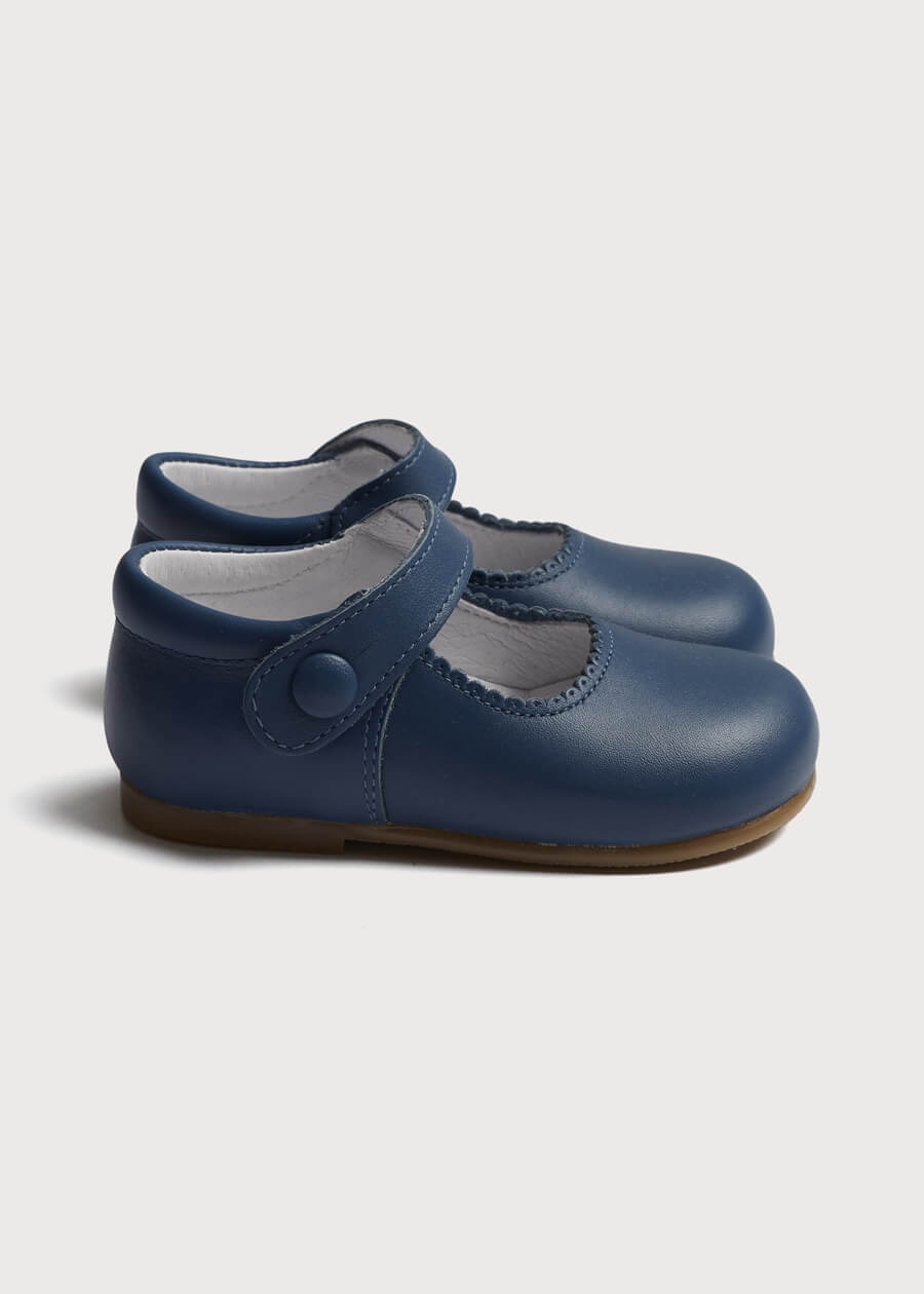 Leather Mary Jane Baby Shoes in French Blue (20-26EU) Shoes from Pepa London