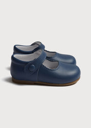 Leather Mary Jane Baby Shoes in French Blue (20-26EU) Shoes from Pepa London
