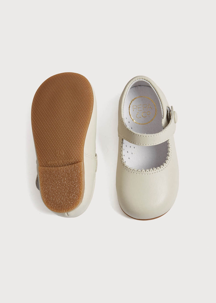 Mary Jane Leather Baby Shoes in Ivory (20-24EU) SHOES from Pepa London US