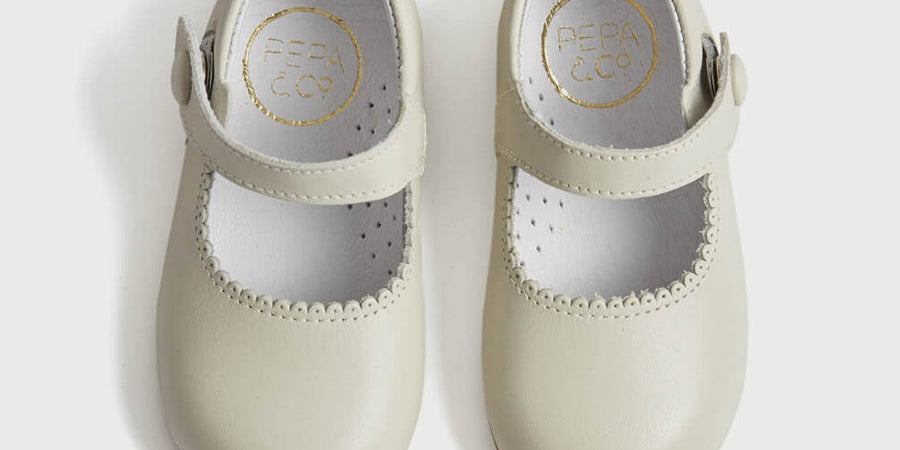 Mary Jane Leather Baby Shoes in Ivory (20-24EU) Shoes from Pepa London US