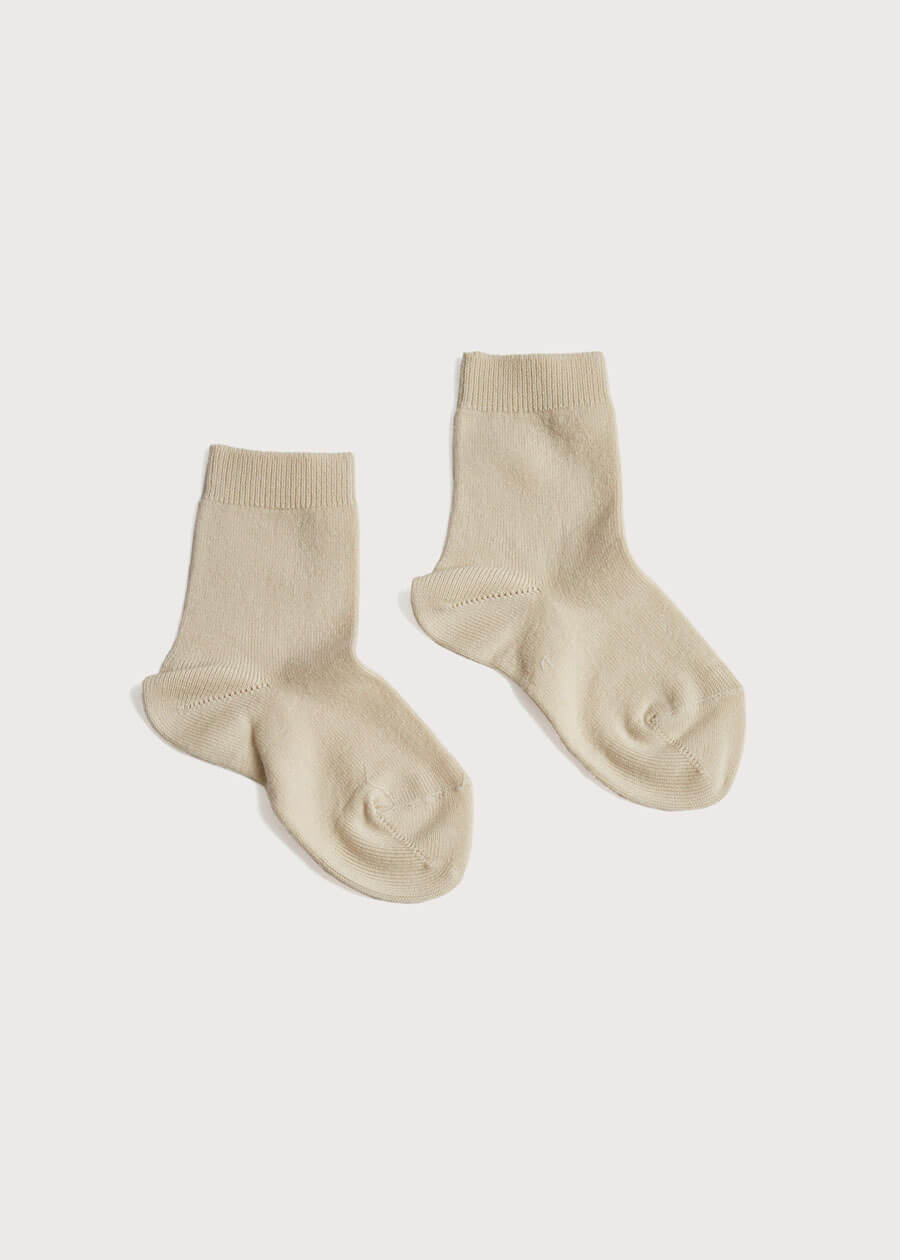 Cotton Short Socks Beige (0mths-10yrs) Socks from Pepa London US