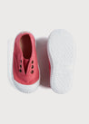 Faux Lace Hole Canvas Plimsolls in Raspberry Red (19-34EU) Shoes  from Pepa London US