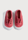 Faux Lace Hole Canvas Plimsolls in Raspberry Red (19-34EU) Shoes  from Pepa London US