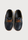 Soft Leather Boat Shoes in Navy (26-34EU) Shoes  from Pepa London US