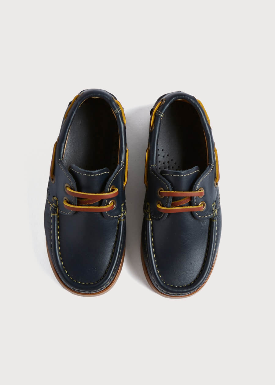 Soft Leather Boat Shoes in Navy (26-34EU) SHOES from Pepa London US