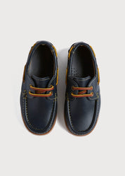 Soft Leather Boat Shoes in Navy (26-34EU) SHOES from Pepa London US