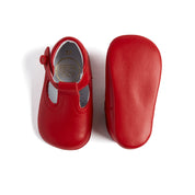 Leather Red T-Bar Pram Shoes SHOES from Pepa London US