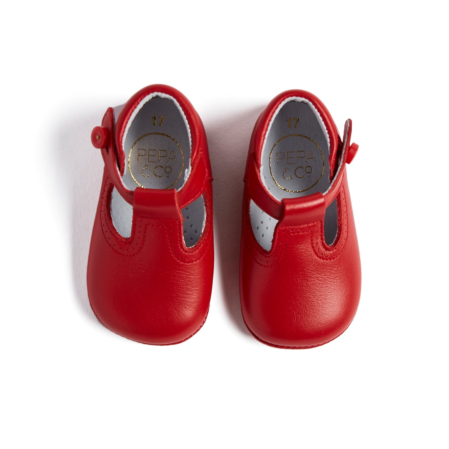 Leather Red T-Bar Pram Shoes SHOES from Pepa London US