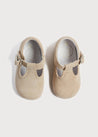 T-Bar Suede Baby Shoes in Beige (20-24EU) Shoes  from Pepa London US