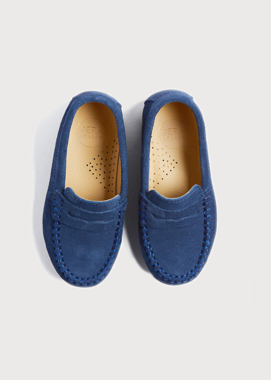 Suede Loafers in French Blue (25-34EU) Shoes from Pepa London US