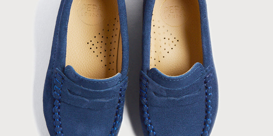 Suede Loafers in French Blue (25-34EU) Shoes from Pepa London US