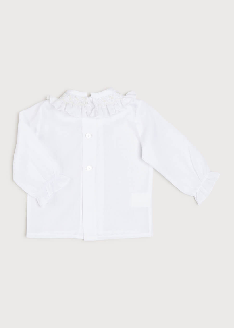 Traditional Hand Smocked Blouse in Off White (0-12mths) Blouses from Pepa London US