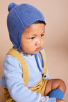 Knitted Merino Wool Winter Bonnet in Blue (S-L) Knitted Accessories  from Pepa London US