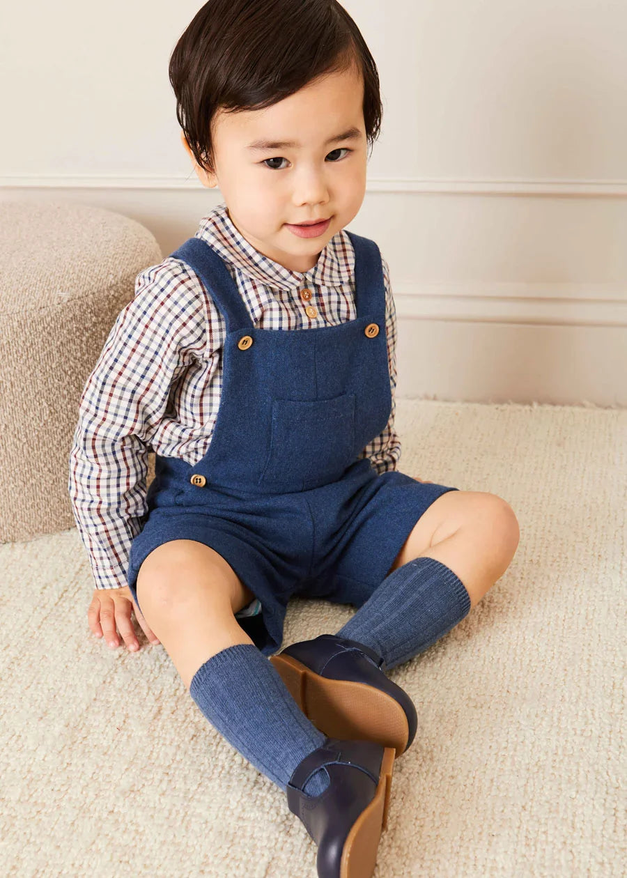 Wool Front Pocket Dungarees in Blue (18mths-5yrs) Dungarees from Pepa London US