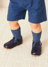 Leather T Bar Baby Shoes in Navy (20-26EU) Shoes  from Pepa London US