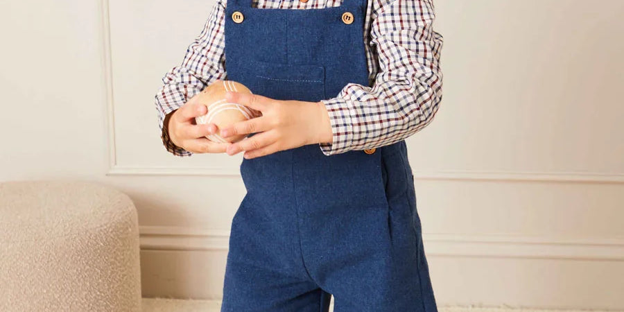 Wool Front Pocket Dungarees in Blue (18mths-5yrs) Dungarees from Pepa London US