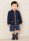 Austrian Single Breasted Contrast Trim Jacket in Blue (12mths-10yrs) Coats  from Pepa London US