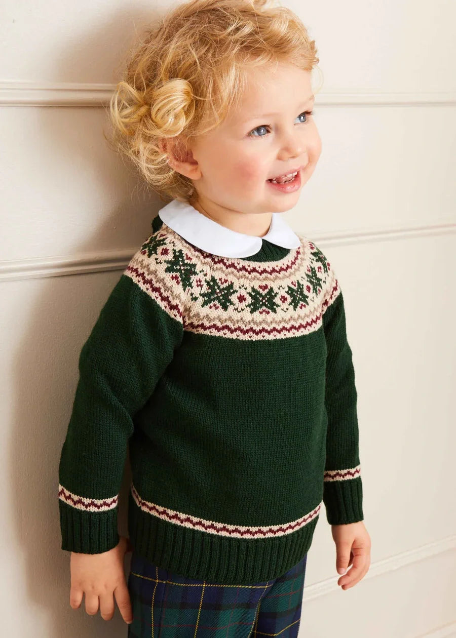 The Classic Green Fair Isle Merino Wool Jumper Baby Boy Look LOOK from Pepa London US