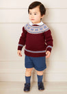 The Classic Burgundy Fair Isle Merino Wool Jumper Baby Boy Look Look  from Pepa London US