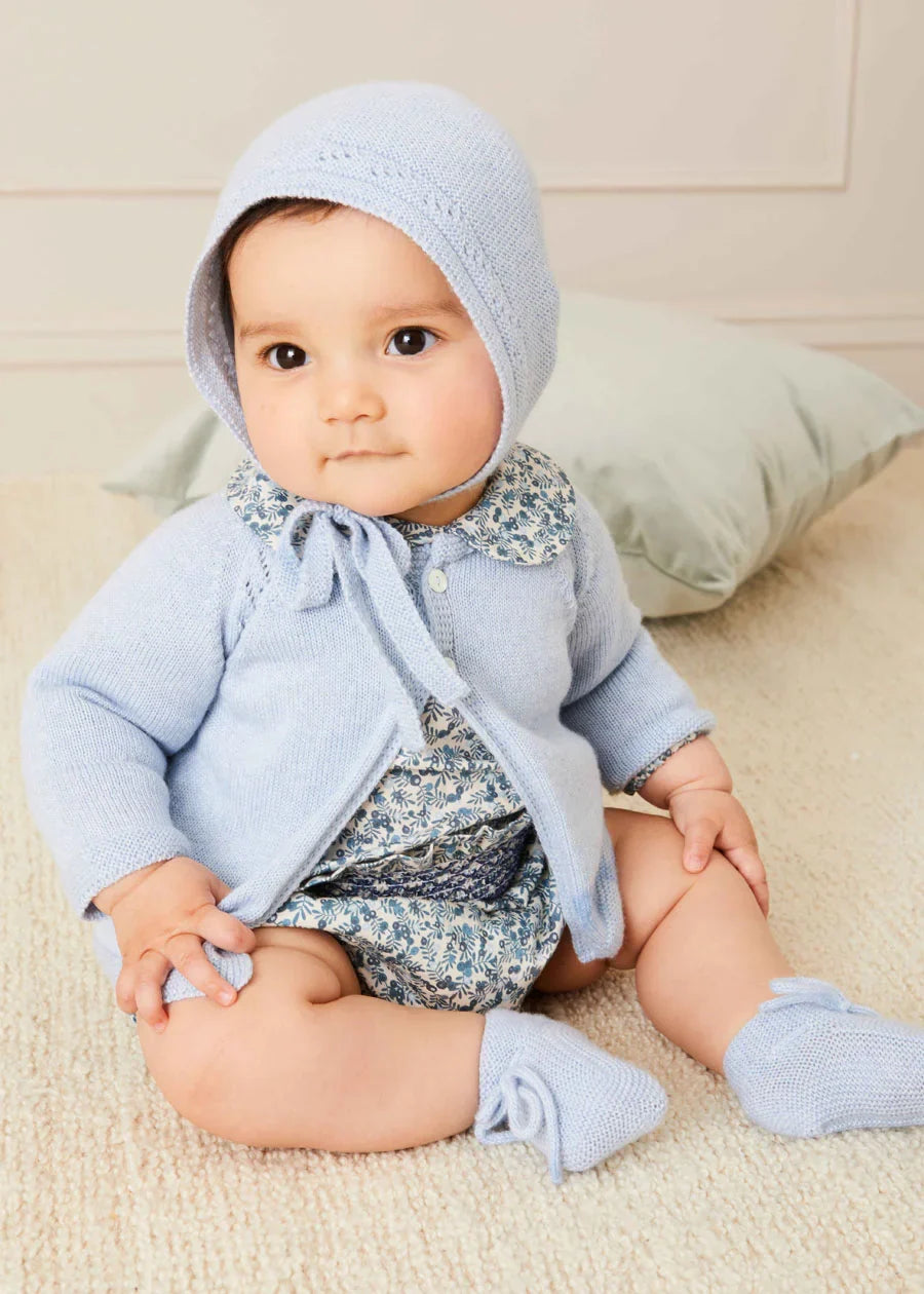Evelyn Floral Long Sleeve Blouse in Blue (1-6mths) BLOUSES from Pepa London US