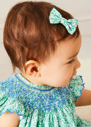 Adelaide Floral Small Bow Hair Clip in Green HAIR ACCESSORIES from Pepa London US