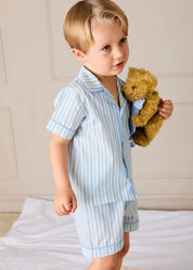 Winston Stripe Light Weight Short Sleeve Pyjamas in Green (18mths- 10yrs) NIGHTWEAR from Pepa London US