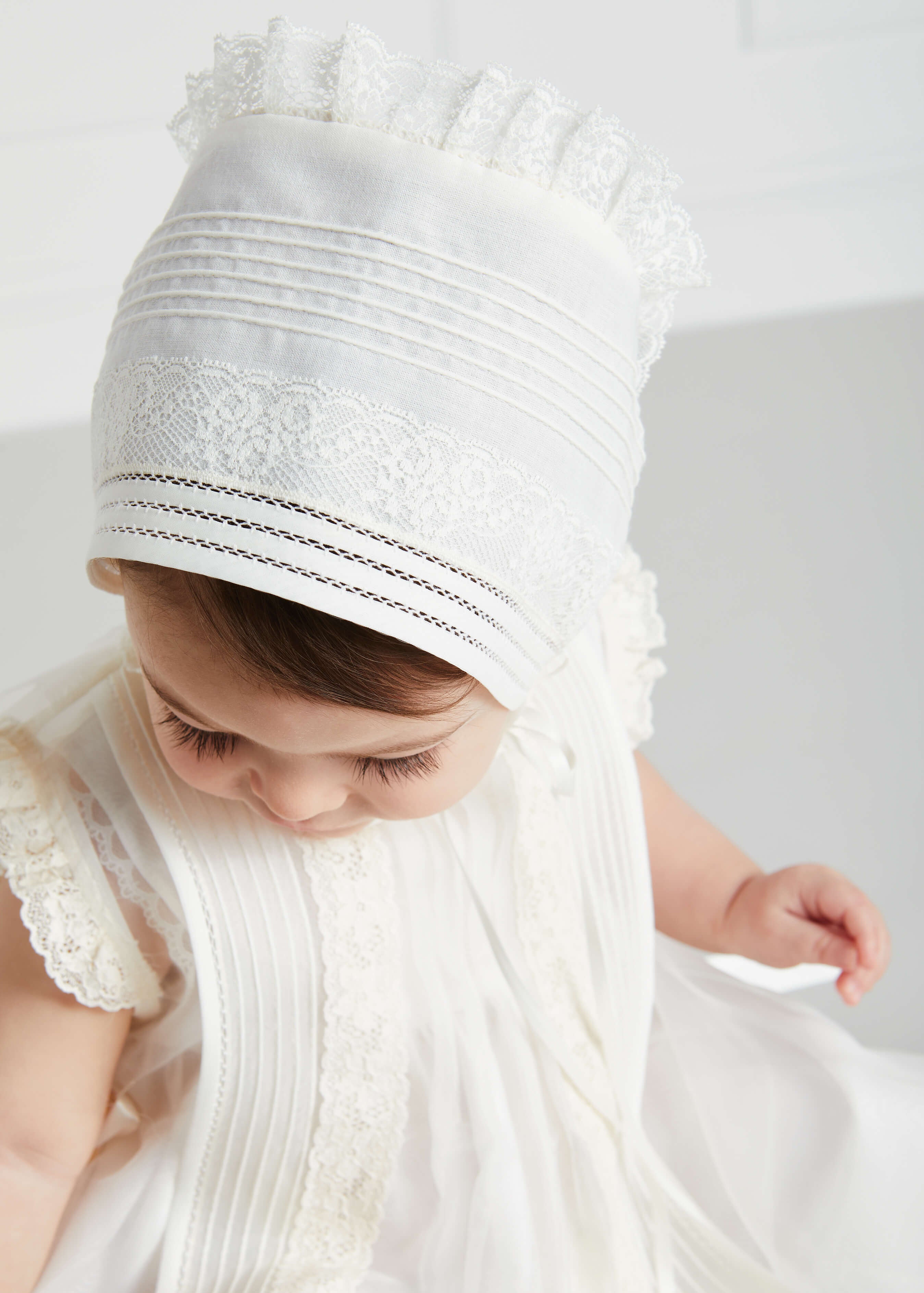The Grace Lace Trim Fine Pleated Dress in Ivory (3mths-5yrs) DRESSES from Pepa London US