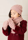 Cable Detial Knitted Mittens in Pink (S-L) Accessories  from Pepa London US