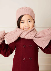 Cable Detail Knitted Scarf in Pink ACCESSORIES from Pepa London US