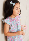 Amelia Floral Print Handsmocked Sleeveless Dress in Pink (12mths-10yrs) Dresses  from Pepa London US