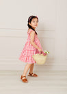 Check Smocked Strappy Dress in Coral (2-10yrs) Dresses  from Pepa London US