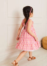 Check Smocked Strappy Dress in Coral (2-10yrs) Dresses  from Pepa London US