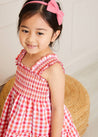 Check Smocked Strappy Dress in Coral (2-10yrs) Dresses  from Pepa London US