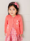 Embroidered Flower Motif Cardigan in Coral (18mths-10yrs) Knitwear  from Pepa London US