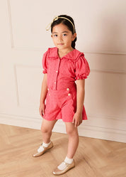 Broderie Anglaise High Waisted Shorts in Strawberry (4-12yrs) SHORTS from Pepa London US